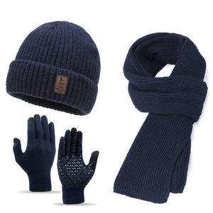 Three-Piece Winter Set Warm Polyester Heat-Transfer Printed <strong>Caps</strong> Thickened Knitted Neck Protector Padded Long <strong>Plain</strong> Style Riding - Product Image 6