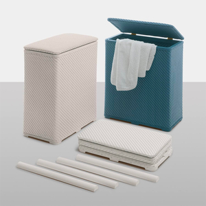 AMBROGIO White Foldable <b>Laundry</b> <b>Basket</b> Multi-Space Storage Bathroom Wardrobe Kitchen Fabric <b>Plastic</b> Metal Cloth Cleaning Bags - Product Image 4