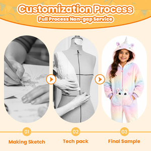 Costume Kigurumi Licorne pour Enfants et Tout-Petits, en Peluche Minky Polaire Coton, à Capuche, avec Cornes, Oreilles et Yeux Brodés, Fermeture Éclair, Unisexe, pour Fêtes - Product Image 2