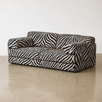 Vente directe usine : Canapé droit rétro trois places, design créatif imprimé zèbre, style antique, pour salon de villa
