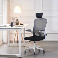 Chaise de bureau exécutive ergonomique pivotante moderne et confortable en tissu, design à dossier croisé, accoudoirs réglables, appuie-tête réglable