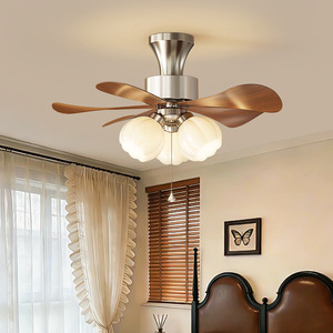 Ventilador de techo de estilo retro francés con luces LED para sala de estar y comedor, cuerpo de hierro, aspas de ABS, motor de cobre. - Product Image 3