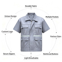Ensemble de vêtements de travail réfléchissants en gros, uniforme d'été respirant à manches courtes pour la construction et l'entrepôt avec pantalon