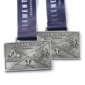 Usine logo personnalisé bonne qualité en alliage de zinc moulé sous pression triathlon 3D Creative Sports médaille en métal