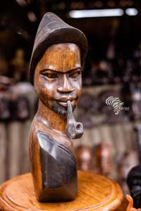 Sculpture murale africaine en bois artisanale REN ART AFRIKAN SARL, plaque d'art tribal géométrique du Congo pour les intérieurs modernes et bohèmes - Product Image 6