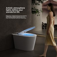 WC intelligent QiXing 905 avec réservoir d'eau, siège chauffant, fixation au sol, télécommande, chasse d'eau par siphon, buse à eau chaude instantanée