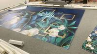 Papier peint mural 3D avec cadre doré, orchidée tropicale, feuille de palmier Monstera bleue, fond bleu marine, papier peint pour salon, décoration murale TV