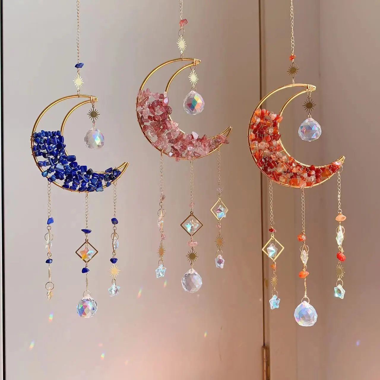 Cristalli naturali Chip Stones SunCatcher Prism Hogar Hanging Crafts ciondolo Sun Catcher per l'energia