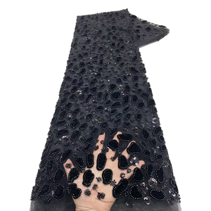 Tela de encaje africana Aso Ebi con cuentas y bordado de <span class=keywords><strong>terciopelo</strong></span> elegante NI.AI - Product Image 6