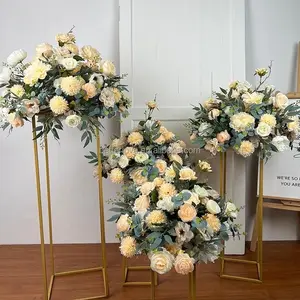 Custom Wedding Aisle Floral Arrangements Flower Ball White Artificial Silk Rose Table Centerpiece Flowers For Wedding Decor