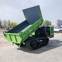 Dumper sur chenilles diesel certifié CE de 5 tonnes avec cabine fermée, mini-transporteur agricole tout-terrain, camion benne