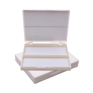 <b>Orange</b> Plastic Microscope <b>Slide</b> Box 25-Place Storage Case For Laboratory Use - Product Image 3