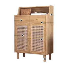 Mueble Zapatero para Hogar y Entrada con Gran Capacidad, Construcción de Madera Maciza y Ratán, Integración Sencilla - Product Image 4