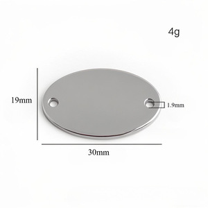 Bracelet et collier modernes en acier inoxydable, surface polie miroir, double trou, gravure DIY, forme plate - Product Image 3