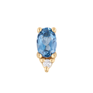 Extremos/Tops de Loto para <span class=keywords><strong>Piercing</strong></span> de Joyería Fina en Oro Amarillo Macizo Real de 9K, 14K y 18K con Topacio Azul, Moissanita y Diamante - Product Image 4
