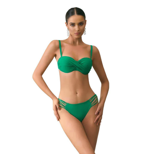 HDJ ชุดว่ายน้ำวันพีซสีเขียวขนาดพลัส ทัมมี คอนโทรล แบนด์อูชุดว่ายน้ำเอวสูงยืดโมโนกินีผู้หญิง 42 44 46 48 - Product Image 1