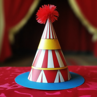 Chapeau de fête de cirque, décoration créative pour fête, fournitures de fête pour enfants, chapeau de gâteau d'anniversaire, chapeau triangulaire