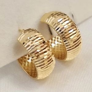 Xinfly Wholesale Daily Wear Design Fashion Custom Luxury Chunky Small <b>Bling</b> Pure Real 18k Yellow Gold Hoop <b>Earrings</b> Women - Product Image 1