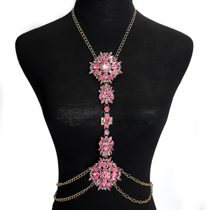 Modische Strass-Körperkette Sommer <span class=keywords><strong>Bikini</strong></span> Strand Party Halskette Glitzernder Kristall-Körperschmuck für Frauen und Mädchen - Product Image 5