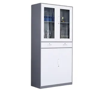 Office hospital school customized metal cupboard glass door steel filing storage cabinet