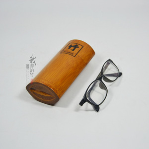 Bamboo Eyeglass Case Carbonized Color Flat Ellipse Shape JY-03 Storage Tube For Eyeglasses - Product Image 3