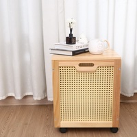 Panier à linge en bois de pin écologique pour la maison, avec roulettes, seau de rangement pour jouets en peluche, haute valeur esthétique, pour salle de bain