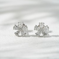 Boucles d'oreilles en forme de fleur en or massif 10 carats, diamants de laboratoire cultivés en vrac de forme poire DEF VS, 2,3*3,5 mm, 3,5*5,5 mm