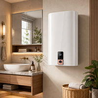 Réservoir d'eau vertical mural électrique en plastique, capacité 40L, classe d'efficacité énergétique B, 2100W, gain de place pour usage domestique