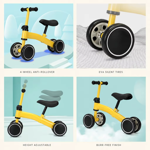 Produtos para Bebês, Carrinhos de Equilíbrio para Crianças, Bicicleta de Equilíbrio de Aço com 4 Rodas para Meninos e Meninas de 1 Ano - Product Image 2