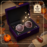 Lunettes de soleil pour chien pour fête d'Halloween, faites à la main, en plastique écologique, avec montures rondes, accessoires photo tendance
