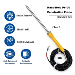 Sonde de pénétration portative Pt1000 avec gaine en acier inoxydable SS304, indice de protection IP65, plage de -200 à 450 °C, capteur de température RTD Pt100 - Product Image 2