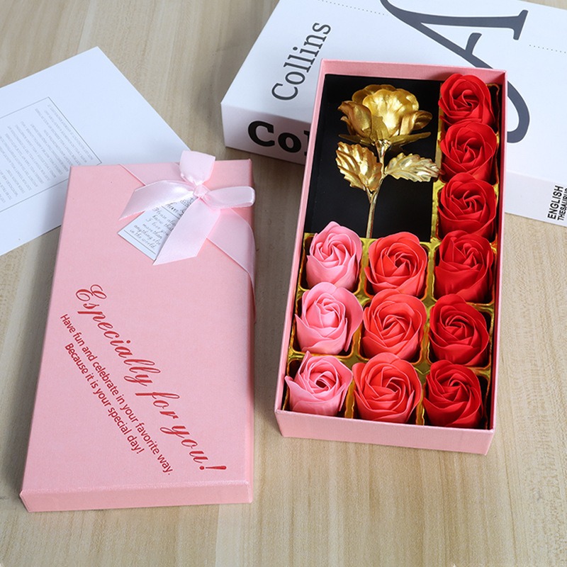 Boîte rose avec rose 24 carats 2#