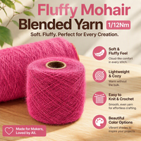 Fil élastique moelleux en vrac 1/12 Nm, acrylique, nylon, polyester, laine, doux et duveteux, style mohair, pour tricot et tissage