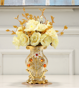 Stile nordico <span class=keywords><strong>vaso</strong></span> <span class=keywords><strong>in</strong></span> ceramica dorata da soggiorno decorazione floreale <span class=keywords><strong>vaso</strong></span> da tavolo rosa fiore artificiale - Product Image 4