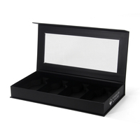 Boîte-cadeau d'emballage magnétique en carton papier noir personnalisé avec fenêtre transparente en pvc