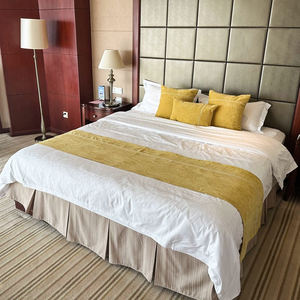 Vente en gros de chemin de lit simple 5 étoiles pour hôtel taie d'oreiller décorative de luxe ensemble de drapeau de lit chemin de serviette de lit gris foncé - Product Image 4