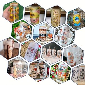 Mug en verre dépoli transparent pour sublimation 16oz, style canette de bière, avec couvercle en bambou et pailles, entrepôt USA - Product Image 4