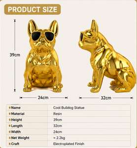 Escultura <span class=keywords><strong>de</strong></span> Bulldog Francés con Baño <span class=keywords><strong>de</strong></span> Oro <span class=keywords><strong>de</strong></span> Lujo Nórdico BSA, Gafas <span class=keywords><strong>de</strong></span> Sol, Artesanía <span class=keywords><strong>de</strong></span> Resina, Decoración para Sala <span class=keywords><strong>de</strong></span> Estar - Product Image 2