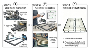 Foshan Factory Pre-assembled <strong>Bed</strong> Slats Frame Solid <strong>Pine</strong>/Birch Wood Silent <strong>Bed</strong> Base Powder-coated Steel <strong>Bed</strong> Support OEM Custom - Product Image 2