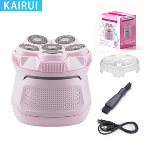 Women 6-Blade Bald Head Shaver Epilator Hair Remover Electric Razor IPX7 Waterproof Rechargeable Portable Travel Household Car