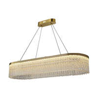 Lustre moderne simple et luxueux en cristal rectangulaire long doré en forme de goutte d'eau pour salon
