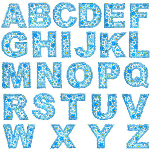 Bel modello di fiore rosa blu A-Z <span class=keywords><strong>disegno</strong></span> <span class=keywords><strong>alfabeto</strong></span> ferro su lettera ricamata Patch Applique per abbigliamento per bambini - Product Image 6