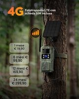 Caméra de chasse solaire 4G LTE 8MP 2K avec vision nocturne 950nm, longue autonomie, pour observation de la faune