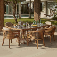 Table et chaises d'extérieur Villa Garden Terrace Cadre en aluminium Corde Ensemble table et chaises d'extérieur