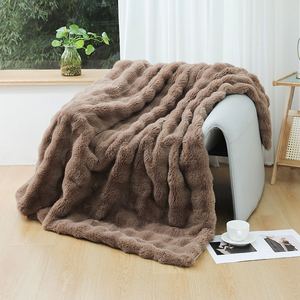Plaids Sherpa en fausse fourrure 100 % polyester, super épais et doux, taille King/Queen, couvertures chaudes et moelleuses - Product Image 5