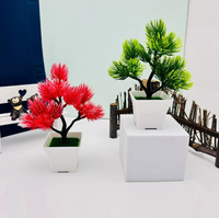 Ornement de bonsaï en forme d'écureuil en plastique artificiel, plante en pot écologique pour la décoration de la salle de séjour d'hôtel
