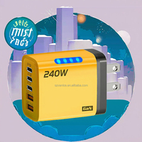 Cargador Rápido Multi-Puerto de 240W para Teléfono Móvil, Enchufe EU/US/UK, USB C, Luz LED para Smartphones
