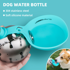 Bouteille d'eau portable en acier inoxydable avec base en silicone pour animaux de compagnie, idéale pour les voyages et les transporteurs d'animaux en extérieur, produit de voyage - Product Image 1