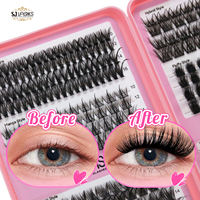 Kit de cils individuels en bouquets pour volume, courbure D, kit DIY avec colle, fixateur et dissolvant