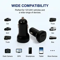 Cargador de Coche USB Doble Certificado Seguro con Protección de Voltaje y Corriente DC12V 24V 5V 2.5A, Fuente de Alimentación para Encendedor de Cigarrillos